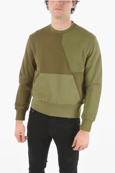 Neil Barrett Slim Fit Shades Of Colour Blocking Sweatshirt With 3 Pocket In Green