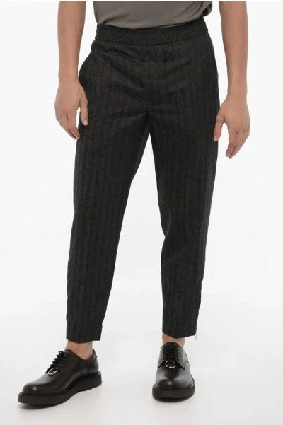 Neil Barrett Slim Fit Virgin Wool Pants With Ankle Zip In Black
