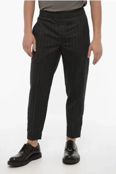 Neil Barrett Slim Fit Virgin Wool Trousers With Ankle Zip In Black