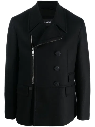 Neil Barrett Slim Zip-up Peacoat In Black