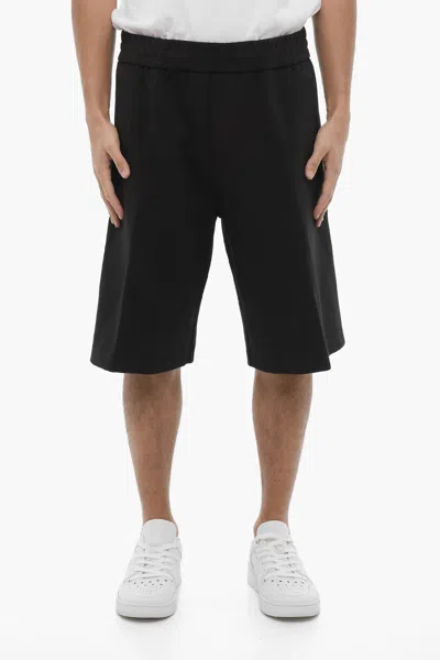 Neil Barrett Solid Color Cargo Sweat Shorts In Black