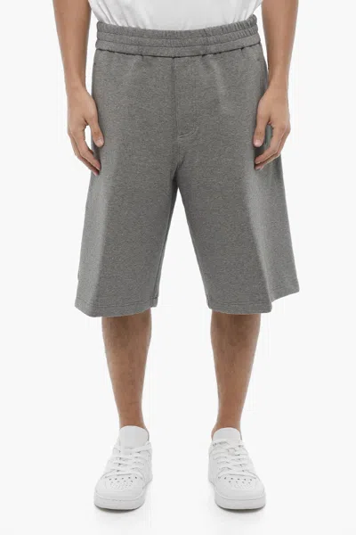 Neil Barrett Solid Color Cargo Sweat Shorts In Grey