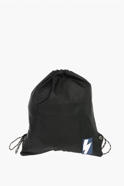 NEIL BARRETT SOLID COLOR DRAWSTRING BACKPACK WITH TWO-TONE LACES