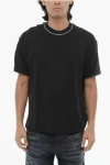Neil Barrett Solid Color Easy Fit Crew-neck T-shirt With Shirting Sleeves In Black