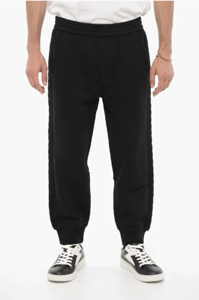 Neil Barrett Solid Color Joggers With Wool Side Bands In Black