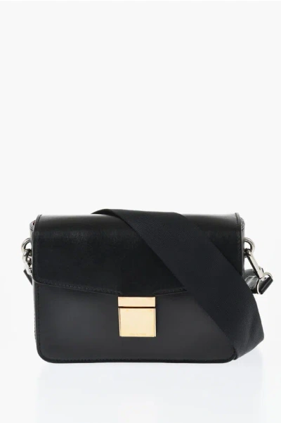 Neil Barrett Solid Color Leather Shoulder Bag With Golden Detail