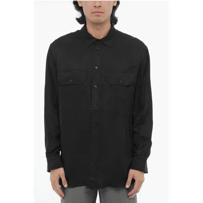 Neil Barrett Solid Color Loose Fit Shirt With Double Breast Pocket In Black