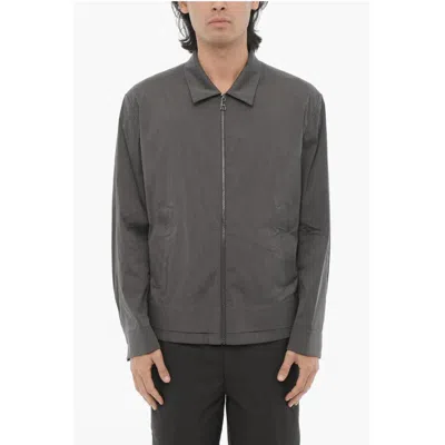 Neil Barrett Solid Colour Overshirt With Zip Closure In Grey
