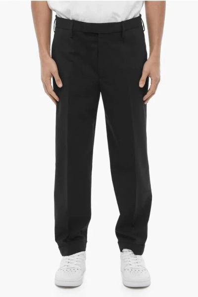 Neil Barrett Solid Color Slim Fit Chino Pants With Adjustable Ankle In Black
