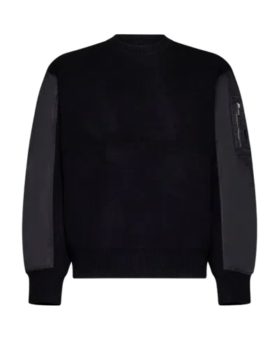 Neil Barrett Spliced Round-neck Sweater In Black