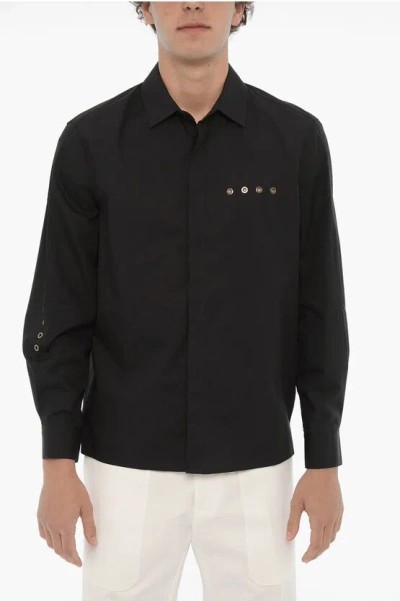 Neil Barrett Standard Collar Eyelet Loose Fit Shirt In Black