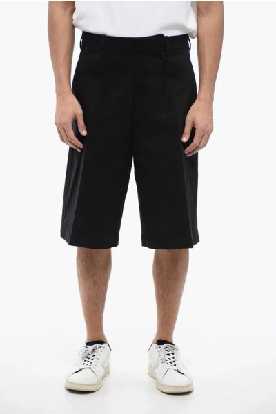 NEIL BARRETT STRETCH COTTON CHINOS SHORTS WITH BELT LOOPS