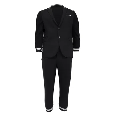 Neil Barrett Stripe Detail Blazer And Trousers Set In Black Polyester