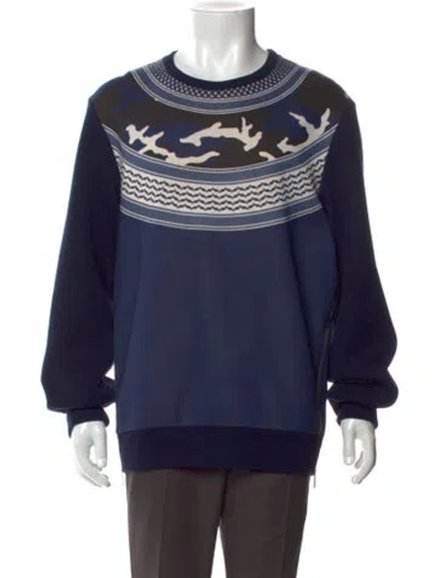 Pre-owned Neil Barrett Striped Crew Neck Sweatshirt In Blue