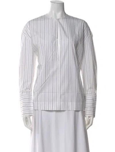 Pre-owned Neil Barrett Striped Crew Neck Top In White