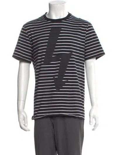 Pre-owned Neil Barrett Striped Crew Neck T-shirt In Black