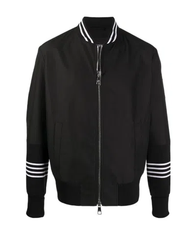 Neil Barrett Striped Detail Casual Jacket In Black