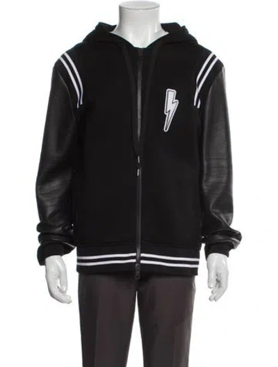 Pre-owned Neil Barrett Striped Varsity Jacket In Black