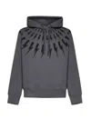 Neil Barrett Fairisle Thunderbolt Cotton Hoodie In Grey