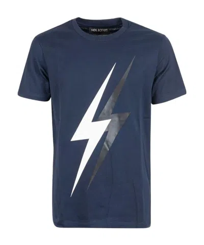 Neil Barrett T-shirt With Round Neck And Short Sleeves In Blue