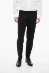 Neil Barrett Tapered Fit Virgin Wool Blend Pants With Double Pleat