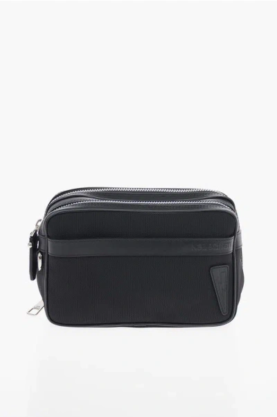 Neil Barrett Textile Ballistic Pierced Toiletry Bag With Leather Trimming