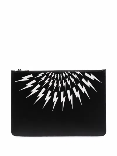Neil Barrett Thunderbolt Fairisle Clutch