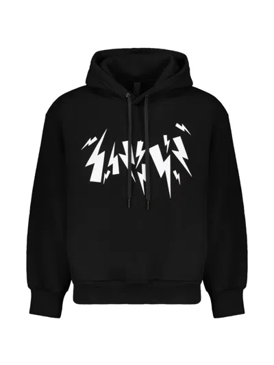 Neil Barrett Thunderbolt Graphic-print Hoodie In Black