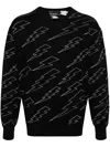 Neil Barrett Thunderbolt-intarsia Cotton Jumper In Black