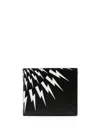 Neil Barrett Thunderbolt-print Bi-fold Leather Wallet In Black