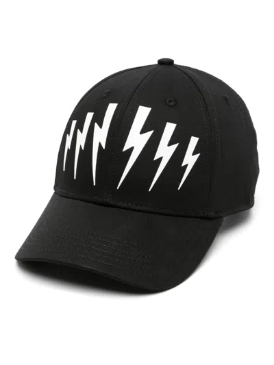 Neil Barrett Thunderbolt-print Cap In Black