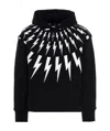 Neil Barrett Fairisle Thunderbolt Cotton Sweatshirt In Black