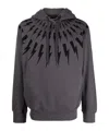 Neil Barrett Fairisle Thunderbolt Cotton Hoodie In Black