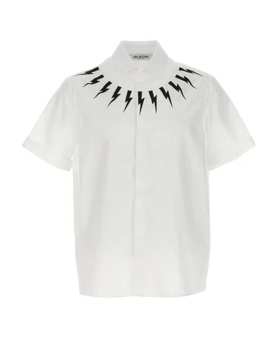 Neil Barrett Thunderbolt-print Cotton Shirt In White
