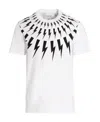 Neil Barrett Slim Fit Fairisle Thunderbolt Crew-neck T-shirt In White