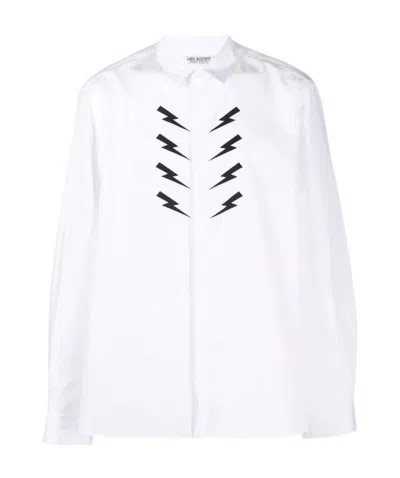 Neil Barrett Thunderbolt-print Shirt In White
