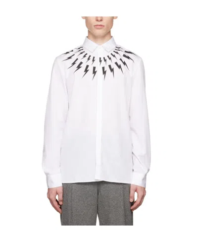 Neil Barrett Thunderbolt Print Shirt In White