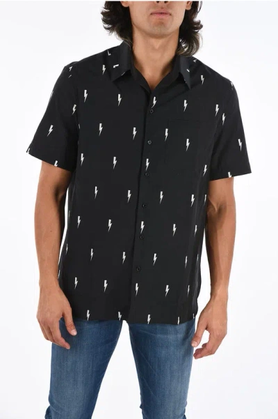 Neil Barrett Thunderbolt Printed Shirt In Black