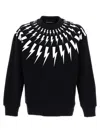 Neil Barrett Contrasting Printed Fair-isle Thunderbolt Crew-neck Sweatshi In Multicolor