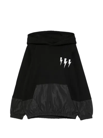Neil Barrett Kids' Thunderbolt-print Hoodie In Black
