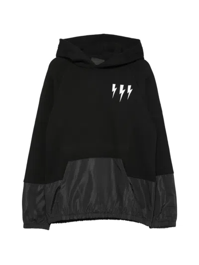 Neil Barrett Kids' Thunderbolt-print Hoodie In Black