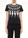 Neil Barrett Black Fairisle Thunderbolt T-shirt In Multi