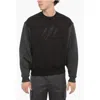 Neil Barrett Two-tone Fleeced Cotton Blend Crew-neck Sweatshirt