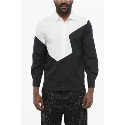 Neil Barrett Two-tone Loose Fit Shirt With Spread Men's Collar
