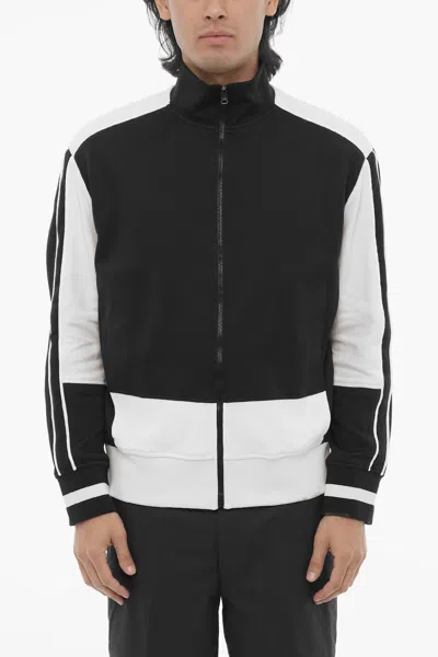 Neil Barrett Two-tone Sport Modernist Sweatshirt With Zip In Multi