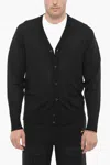 Neil Barrett V-neck Slim Fit Wool Cardigan In Black