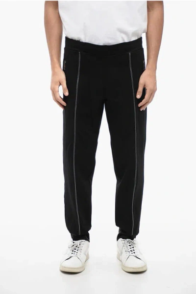 Neil Barrett Viscose Blend Tapered Fit Sweatpants With Tape Detail In Black