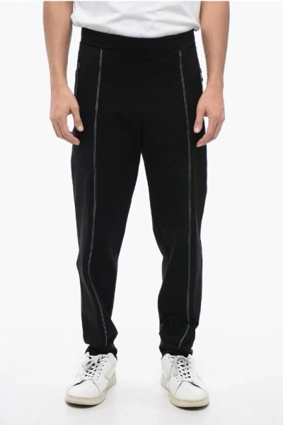 Neil Barrett Viscose Blend Tapered Fit Sweatpants With Tape Detail In Black