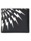 Neil Barrett Bifold Wallet With Bold Lightning Bolt Graphics In Black