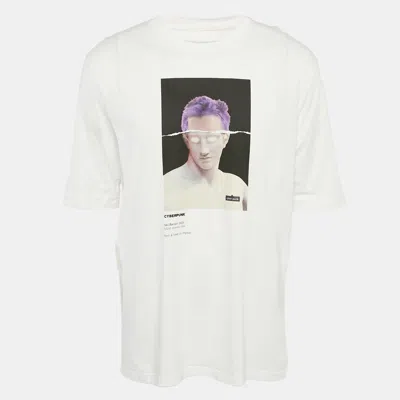 Pre-owned Neil Barrett White Cyberpunk Print Jersey Slim Rolled Up Sleeve T-shirt Xl